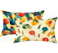 Funda Cojin 30x60 cm Juego 2, Fundas Cojines Exterior Jardin Color, Impermeable Lino Fundas de Almohada Decorativa Paraguas Cojines, Decoración Sofa Habitacion Patio Jardín Balcón Funda Cojin h-4034
