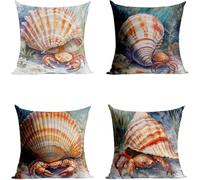 Funda Cojin 35 x 35 Cm Impermeable Exterior Sofa Almohada Covers Caparazón Cuadrado Fundas de Cojines Océano Impresión a Doble Cara Juego de 4 para Terraza Exterior Banco Sofa Decoracion GFBZ-9128