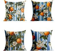 Funda Cojin 35 x 35 CM Impermeable Exterior Sofa Almohada Covers Fruta Cuadrado Fundas de Cojines Flor Impresión a Doble Cara Juego de 4 para Terraza Exterior Banco Sofa Decoracion GFBZ-7672