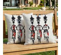 Funda Cojin 35x35 cm Blanco Funda Cojines Exterior Impermeable Terciopelo África Almohadas Decorativos Sofá, Doble Cara Impresa para Salón Cama Silla Jardín Oficina Habitacion Lumbar Pack de 2 dj-102