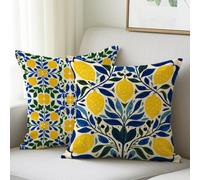 Funda Cojin 35x35 cm Cojines Exterior Juego de 2 Decorativo Fundas Cojines Limón Almohada con Cremallera, Impermeable Terciopelo Fundas Cojin para Decorativos Sala de Estar Sofa Hogar - Floral M-647