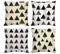 Funda Cojin 35x35 cm,Juego de 4 Fundas de Cojines Negro Terciopelo Cuadradas Cojines Exterior Impermeable con Cremallera Invisible,Patio al Aire Libre,Jardín Sofa Decoración Cojin Geometría M1385