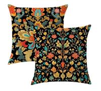 Funda Cojin 35x35 Flor Decorativo Almohadas Juego de 2 Cojines Bohemia Lino Funda Almohada 35x35 cm Impresión de Doble Cara Cojines con Cremallera Invisible,Navidad Habitacion Decoracio Regalos,2p693F