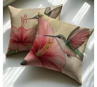 Funda Cojin 35x35 Juego de 2 Cojines Exterior Impermeable Flor Cojines para Sofa Pájaro Doble Cara Estampado Cojin Decorativos con Cremallera Oculta para Exterior Jardin Patio Sofá Dormitorio X1-989