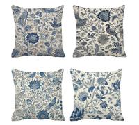 Funda Cojin 35x35 Juego de 4 Cojines Exterior pájaro Cuadrada Fundas Cojines Flor Terciopelo Funda de Almohada, Impermeable Almohada Sofa, para Sillas Sala de Estar Dormitorio Jardín Decoración s-318