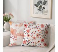 Funda Cojin 35x35 Pack 2, Cojines Sofa Rosa Flores Funda Almohada Decorativas, Cuadrado Terciopelo Cojin Exterior, con Cremallera Oculta, para Decorazioni Hogar Habitacion Sala de Estar, Regalo. H-135