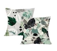 Funda Cojin 35x35 Verde Decorativo Almohadas Juego de 2 Cojines Planta Terciopelo Funda Almohada 35x35cm Impresión de Doble Cara Cojines con Cremallera Invisible,Navidad Habitacion Decoracio,2p729F