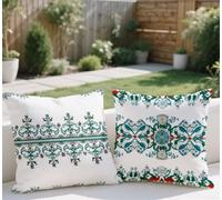 Funda Cojin 35x35cm 2 Piezas Cojines Exterior Impermeable Otoño Cojines Sofa Turquesa Funda de Almohada Lino Cojines Estilo Nórdico Grandes Decorativos Pillow par Sala Jardín,Regalo para Mujeres j-642