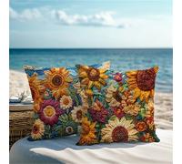 Funda Cojin 35x35cm 2 Piezas Cojines Exterior Jardin Color Naranja Fundas de Cojín Inpermeab de Cuadrada Terciopelo Fundas Cojines Flor con Cremallera Invisible para Sofá Salón Jardín Balcón 1Z-261