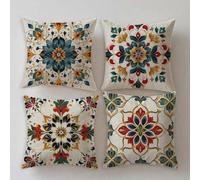Funda Cojin 35x35cm Cojines Exterior Impermeable Piedra Turquesa Juego de 4 Impresin de Doble Cara Cuadradas Lino Muebles de Jardin Funda Almohada Bohemia,Verano Terraza,con Cremallera Oculta S681