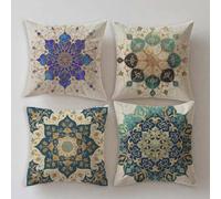 Funda Cojin 35x35cm Cojines Exterior Impermeable Piedra Turquesa Juego de 4 Impresin de Doble Cara Cuadradas Lino Muebles de Jardin Funda Almohada Bohemia,Verano Terraza,con Cremallera Oculta S685