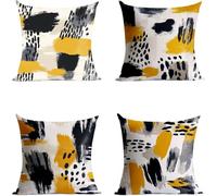 Funda Cojin 35x35cm Impermeable Exterior Sofa Almohada Covers Negro Cuadrado Fundas de Cojines Abstracto Impresión a Doble Cara Juego de 4 para Terraza Exterior Banco Sofa Decoracion GFBZ-7600
