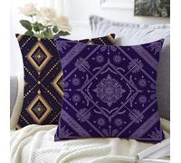 Funda Cojin 35x35cm Juego De 2 Suave Material De Lino Suave Transpirable Impermeable Bohemia Cojines Cama Decorativos,Púrpura Fundas Cojines Sofa Con Cremallera Invisible Para Salon Exterior A1-842