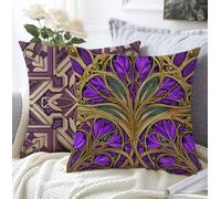 Funda Cojin 35x35cm Juego De 2 Suave Material De Lino Suave Transpirable Impermeable Bohemia Cojines Cama Decorativos,Púrpura Fundas Cojines Sofa Con Cremallera Invisible Para Salon Exterior A1-818