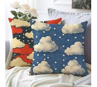 Funda Cojin 35x35cm Juego De 2 Suave Material De Lino Suave Transpirable Impermeable Decorar Azul Cojines Cama Decorativos,Nube Fundas Cojines Sofa Con Cremallera Invisible Para Salon Exterior A1-564