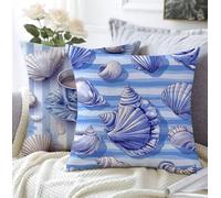 Funda Cojin 35x35cm Juego De 2 Suave Material De Lino Suave Transpirable Impermeable Raya Cojines Cama Decorativos,Caparazón Fundas Cojines Sofa Con Cremallera Invisible Para Salon Exterior A1-843