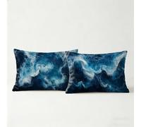 Funda Cojin 40 x 70, Funda Almohada 70 x 40 cm 2 Pack, Fundas Cojines Cama Decorativos OcéAno, Fundas de Cojines Sofa Oscuro Cremallera Invisible para Personas que Sudan con Facilidad Regalo BZTH-1931