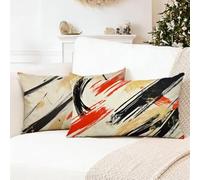 Funda Cojin 40 x 80 cm Negro Funda de Almohada Rojo Cojines para Sofa, con Cremallera Oculta Funda de Almohada,Lino de Terciopelo Patrón Doble Cara Cojines para Sofa, Regalos para Hombres 0R-370