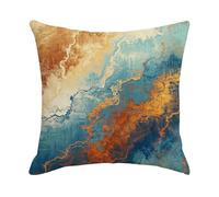 Funda Cojin 40X40 Azul Naranja Modernos Lino Decorativas Fundas De Cojines, Adecuado para Todas Las Estaciones con Cremallera Oculta,para Sala De Estar, Sofás, Camas, Dormitorio Jardín