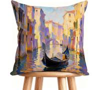 Funda Cojín 40x40 cm Copricuscini Divano Venecia Cojines Sofa Lino para Sofá Cama Coche Hogar Decorativos Ciudad 2-BSHNO