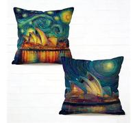 Funda Cojín 40x40 cm Juego de 2 Color, Funda Almohada 40 x 40 Cojines Sofa Lino Cushion Covers SíDney Patrón Impresión a Doble Cara HD para Sofá Cama Coche Hogar Decorativos, Regalo Mujer 3-815IST