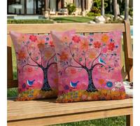 Funda Cojin 40x40 cm Rosa Funda Cojines Exterior Impermeable Terciopelo Árbol Almohadas Decorativos Sofá, Doble Cara Impresa para Salón Cama Silla Oficina Dormitorio Habitacion Lumbar Pack de 2 dj-187