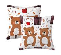 Funda Cojin 40x40 Juego de 2, Fundas Cojines Exterior Lindo Fundas de Cojines Sofa para Jardin Exterior, Cuadrado Impermeable Lino Funda de Almohada Oso para Decor, Regalos Originales para Mujer -3334