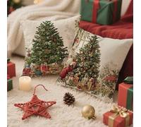 Funda Cojin 40x40 Navidad Cojines Exterior Terciopelo Árbol Fundas para Almohadas con Cremallera Oculta, Cojines Decorativos Sofá Silla Patio Jardín Terraza Otoño, Regalos Mujeres, Juego de 2 1B-250