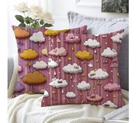Funda Cojin 40x40cm Juego De 2 Suave Material De Lino Suave Transpirable Impermeable Decorar Rosa Cojines Cama Decorativos,Nube Fundas Cojines Sofa Con Cremallera Invisible Para Salon Exterior A1-549