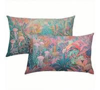 Funda Cojin 40x60 Abstract Juego de 2, Terciopelo Planta Fundas Cojines Exterior Impermeable, Funda de Almohada Cómodo y Transpirables, para Cojines Decorativos, Sofá, Dormitorio, Jardín S5-157