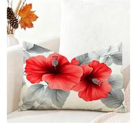 Funda Cojin 40x60 cm Gris Funda Almohada Juego De 1 Fundas Cojines Floral Terciopelo Cojines Rectangulares con Cremallera Invisible, Decorativos Navideña Jardín Sala de Estar Sofá Dormitorio 1h-1025