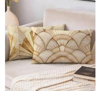 Funda Cojin 40x60 cm Juego 2, Amarillo Cojines Exterior Jardin Impermeable Lino Fundas de Almohada, nórdico Cojines Cama Decorativos para Sofa Habitacion Patio Jardín Balcón, Regalos para Mujeres S-59