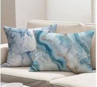 Funda Cojin 40x60 cm Juego 2, Fundas Cojines Exterior Jardin Gris, Impermeable Lino Fundas de Almohada Decorativa Mármol Cojines para Sofa Habitacion Patio Jardín Balcón Otoño Funda Cojin R-141