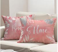 Funda Cojin 40x60 cm Juego 2, Fundas Cojines Exterior Jardin Rosa, Impermeable Lino Fundas de Almohada Decorativa Hoja Cojines para Sofa Habitacion Patio Jardín Balcón Otoño Funda Cojin R-2657