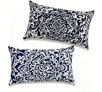 Funda Cojín 40x60 cm Juego de 2 Flor, Funda Almohada 40 x 60 cm, Lino Cojines para Sofa En White Y Negro Patrón Impresión a Doble Cara HD para Primavera y Verano Decorativos, Regalo Mujer 2-362T5K