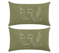 Funda Cojin 40x60 cm Juego de 2 Fundas Cojines Verde Salvia Poliéster Lino Funda Almohada Decorativo Fundas de Cojín Arte Abstracto con Cremallera Invisible para Sofá Dormitorio Sala de Estar -XY667