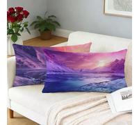 Funda Cojin 40x60 cm Juego de 2 Púrpura Fundas Cojines lago Funda Cojín Sofá Rectangular Lino Decorativos Funda de Almohada Sofa Cushion Covers Lumbar para Coche Silla Dormitorio Decoracion L-552