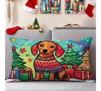 Funda Cojin 40x60 cm Navidad Fundas Cojines Perro Funda Almohada Juego De 1 Lino Rectángulo Cojines Exterior con Cremallera Invisible, Decorativos Jardín Sala de Estar Sofá Dormitorio Oficina 3s-419
