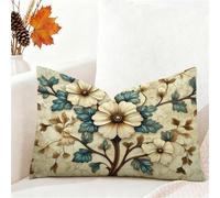 Funda Cojin 40x60 cm Retro Funda Almohada Juego De 1 Fundas Cojines Floral Terciopelo Cojines Rectangulares con Cremallera Invisible, Decorativos Navideña Jardín Sala de Estar Sofá Dormitorio 1h-69