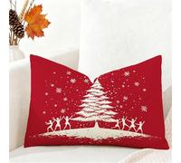 Funda Cojin 40x60 cm Rojo Funda Almohada Juego De 1 Fundas Cojines Navidad Terciopelo Cojines Rectangulares con Cremallera Invisible, Decorativos Navideña Jardín Sala de Estar Sofá Dormitorio 1h-1037