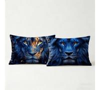 Funda Cojin 40x60, Funda Almohada 60 x 40cm 2 Pack, Fundas Cojines Cama Decorativos LeóN, Fundas de Cojines Sofa Animal Cremallera Invisible para Personas que Sudan con Facilidad Regalo Mujer BZTH3012