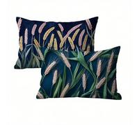 Funda Cojin 40x60 Verde Juego de 2, Planta Fundas Cojines Exterior Impermeable, Lino Funda de Almohada con Cremallera Oculta, Suave Cómodo y Fácil Cuidado, Adecuado para Sofá, Cama, Jardín K2-289