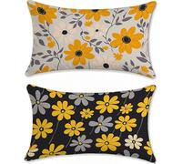 Funda Cojin 40x60cm Cojines Exterior Impermeable Amarillo Funda Almohada Terciopelo Cojines para Sofa Cama Flor Protector Decorativos Jardin Salon Outdoor Cushions Juego de 2 con Cremallera u-16979