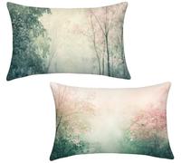 Funda Cojin 40x65 Juego de 2 Cojines Sofa Exterior Jardin Bosques Cojines Exterior Impermeable Terciopelo Funda Almohada para Dormitorio Jardín Balcón Sofá Cama Camping, Home Decoration, Rosa x-800