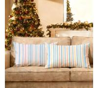 Funda Cojin 40x70 2 Piezas, De Dos Caras Línea Patrón Terciopelo Cojines Sofa, Hogar Decoracion Navidad Funda Almohada, Rectangular Decoracion Hogar y Dormitorio Exterior Fundas Cojines, Azul P-w-288