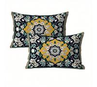Funda Cojin 40x70 Bohemia Juego de 2, Mandala Fundas Cojines Exterior Impermeable, Lino Funda de Almohada con Cremallera Oculta, Suave Cómodo y Fácil Cuidado, Adecuado para Sofá, Cama, Jardín K2-41