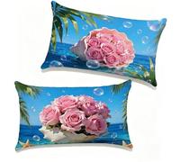 Funda Cojín 40x70 cm Juego de 2 Flor, Funda Almohada 40 x 70 cm, Lino Cojines para Sofa Seao Patrón Impresión a Doble Cara HD para Exterior Primavera y Verano Decoración Hogar, Regalo Mujer V-877W8C