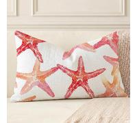 Funda Cojin 40x70 cm Rojo Cojines Cama Decorativos, Rectangular Cojines Beige Lino Funda Almohada Impresión de Doble Cara, Cremallera Invisible, Decoracion Habitacion Cama Hogar Sofa Jardín, A*279