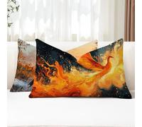 Funda Cojin 40x70 Juego de 2 Cojines Exterior Rectangulares Fénix Cojines Sofa Amarillo Doble Cara Terciopelo Funda Almohada con Cremallera Oculta para Jardin Sofá Cama Coche Otoño Decorativos G1-862