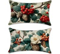 Funda Cojin 40x70 Juego de 2 Lino Cojines Sofa Rojo Funda Almohada Planta Cojines para Sofa Cojin Cama, Rectangular Fundas Cojin Impermeable, para Decorativos Jardin Salon Dormitorio Balcones s-342